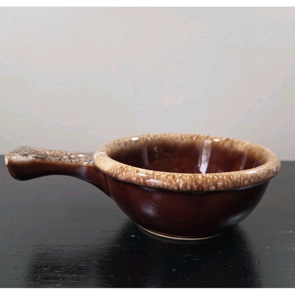 Vtg Hull Crooksville Oven Proof Brown Drip Soup Bowl Handle Replacement‎ Piece